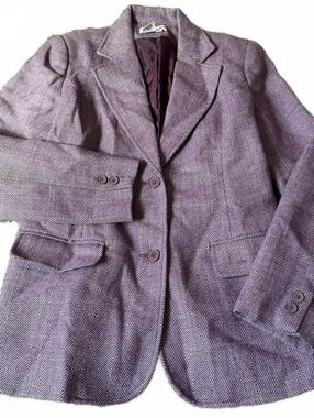 Vintage JG Hook Wool Blazer Purple Herringbone Womens Size 4